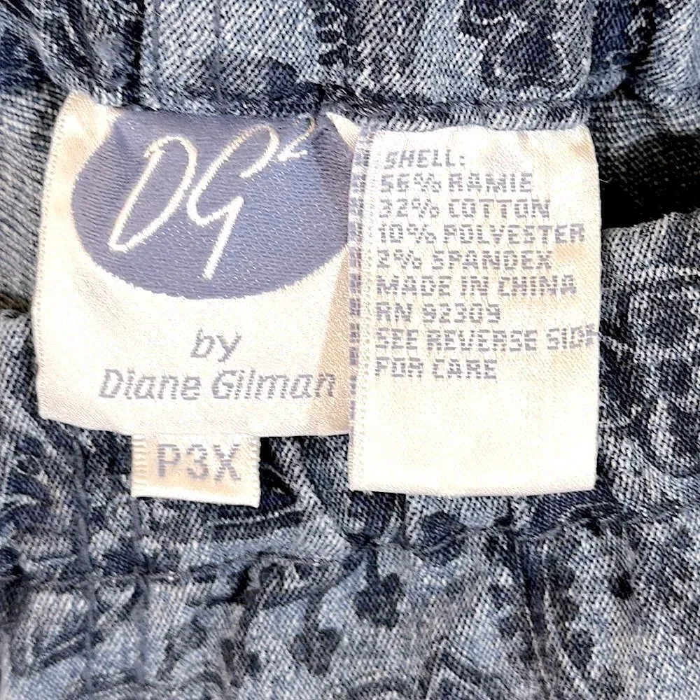 DG2 Blue Paisley Denim Pants Pull On Size 3XP NWT